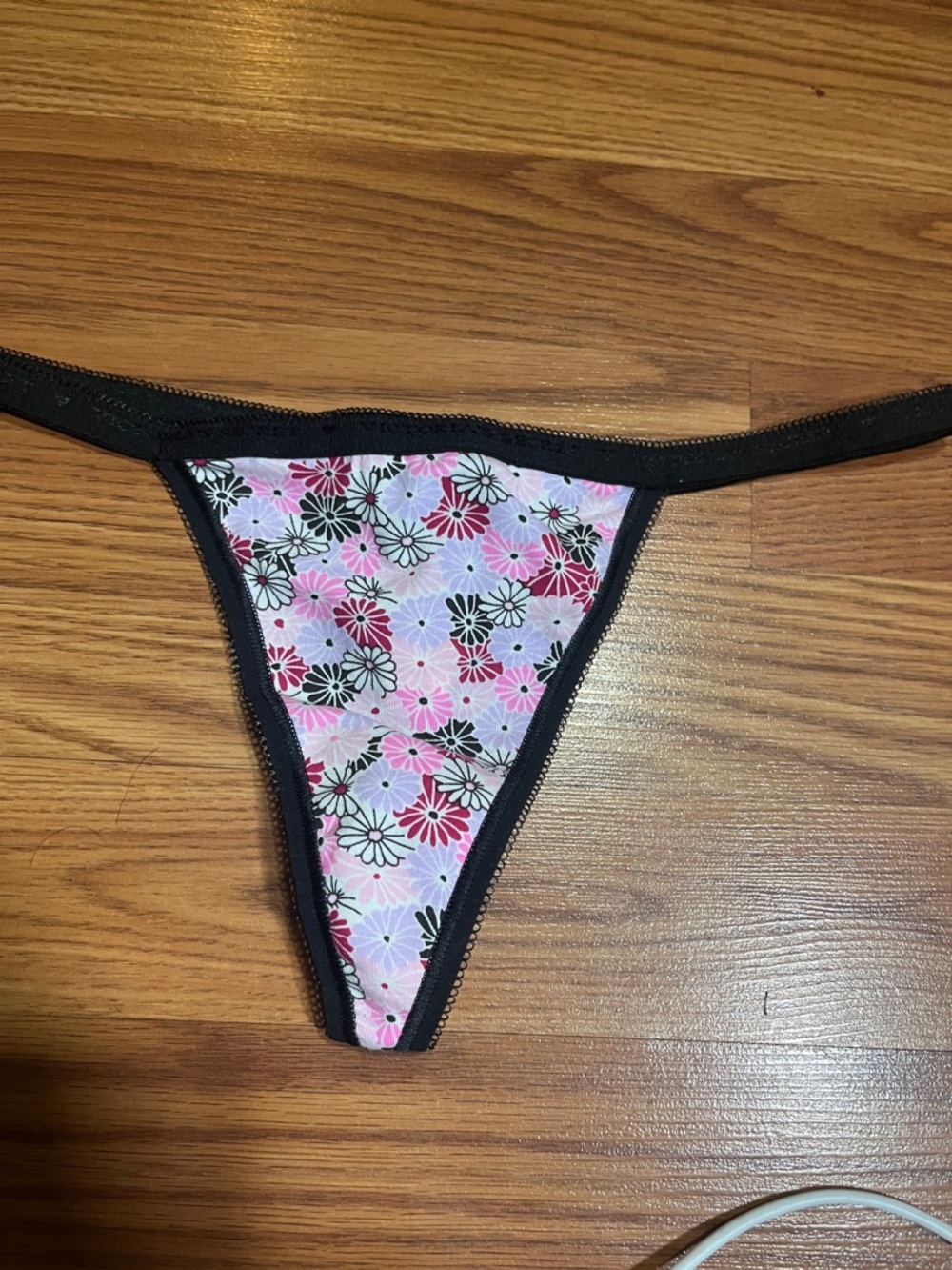 Victoria's Secret Pink and Black Floral Thong